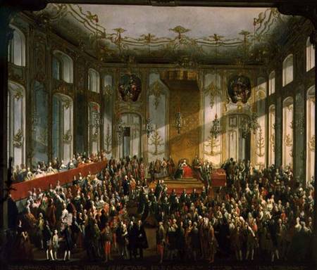 Empress Maria Theresa at the Investiture of the Order of St. Stephen a Scuola di Mytens