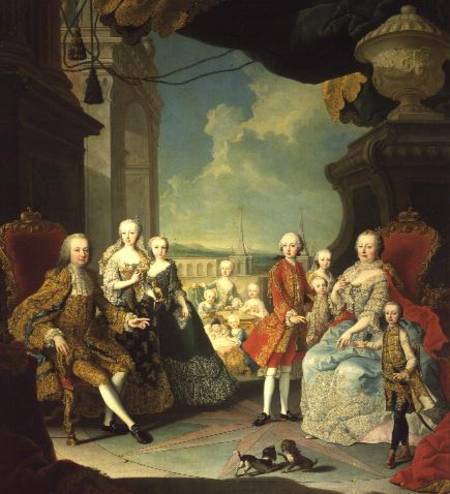 Maria Theresa and her Husband at the staircase leading from the Great Hall of Schloss Schonbrunn int a Scuola di Mytens