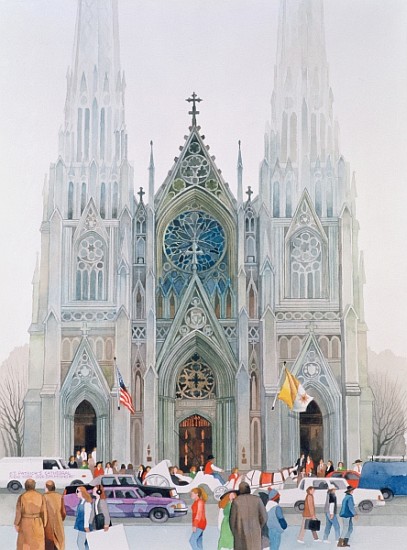 St. Patrick''s Cathedral, New York, 1990 (w/c on paper)  a Myung-Bo  Sim