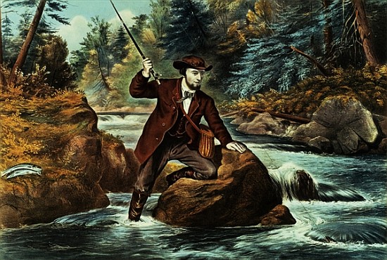 Brook Trout Fishing - An Anxious Moment a N. Currier