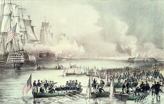 Landing of the American Force at Vera Cruz, under General Scott, March 1847 a N. Currier