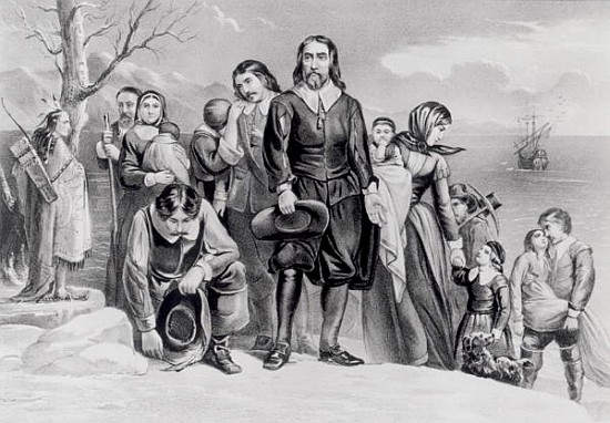 The Landing of the Pilgrims at Plymouth, Mass. Dec. 22nd, 1620, pub. 1876 a N. Currier