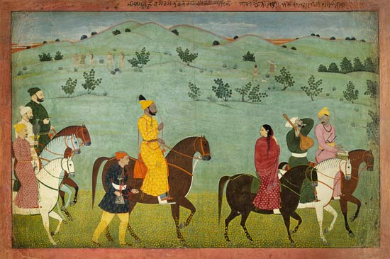 A Jasrota prince, possibly Balwant Singh, on a riding expedition a Nainsukh
