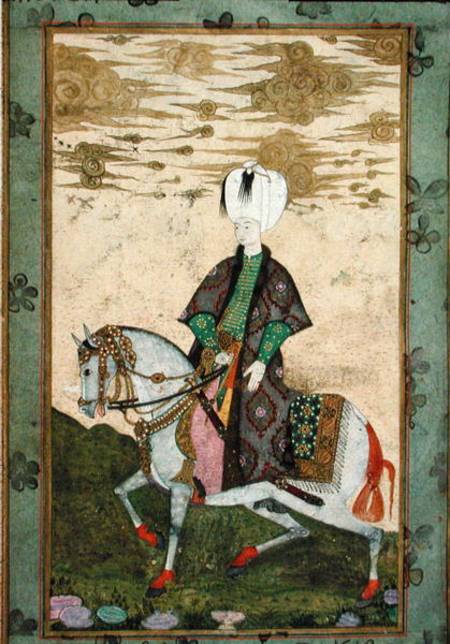 Equestrian portrait of Sultan Osman II (1603-22) a Nakshi