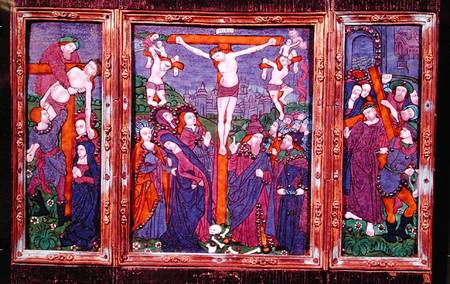 Triptych depicting the Crucifixion, Limousin a Nardon Penicaud