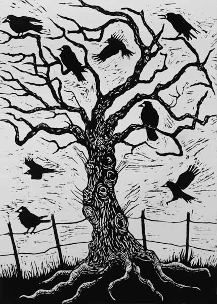 Rook Tree, 1999 (woodcut)  a Nat  Morley