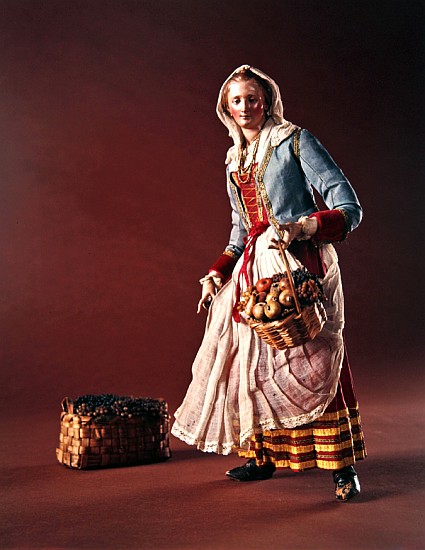Shepherdess, from the Christmas Creche and tree (terracotta & cloth) a Neapolitan School