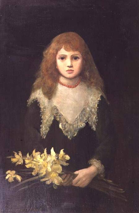 Portrait of a young girl with a bouquet of daffodils a nee Goode Jopling