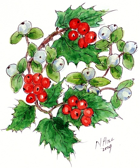 Mistletoe and holly wreath a Nell  Hill