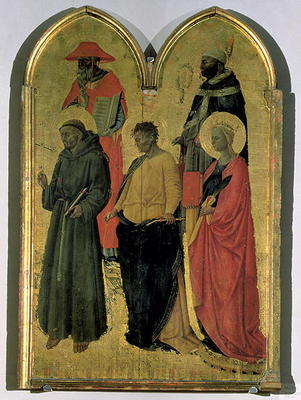 St. Francis, St. Jerome, St. Philip, St. Catherine and a bishop saint, c.1444 (tempera on panel) a Neri di Bicci