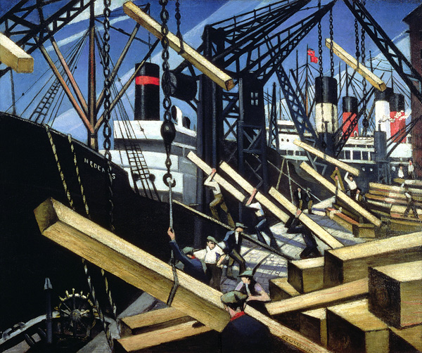 Loading Timber, Southampton Docks a Christopher R.W. Nevinson