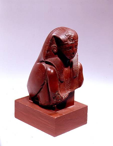 Statue of a Pharaoh in the guise of a falcon, possibly Tuthmosis III of Amenophis II a New Kingdom Egyptian