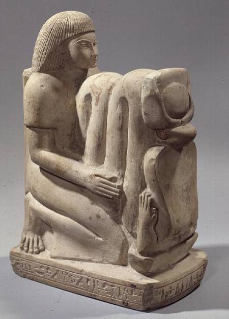 Statue of Setau presenting the cobra goddess Nekhbet a New Kingdom Egyptian