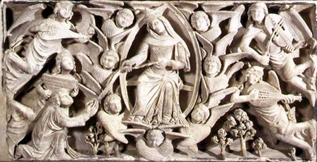 Altar of the Sacred Girdle, detail depicting the Assumption a Niccolo  del Mercia  and his son Sano