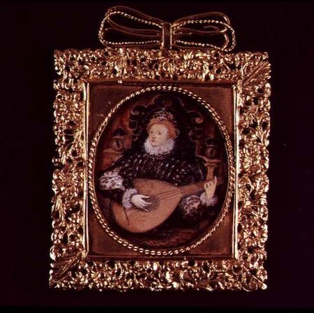 Queen Elizabeth I playing the lute (miniature) a Nicholas Hilliard