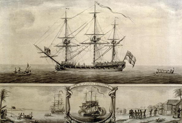 A View of Ye Jason Privateer, c.1760 (pen &ink and wash) a Nicholas Pocock