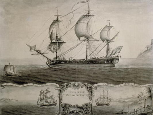 Views of the Blandford Frigate on the Passage to the West Indies and Trading on the Coast of Africa, a Nicholas Pocock