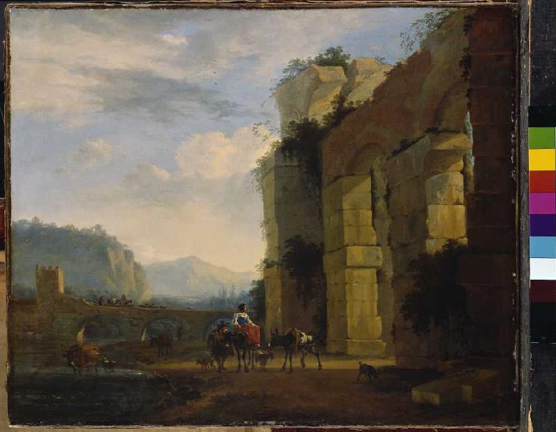 Paesaggio italiano con rovina acquedotto a Nicolaes Berchem