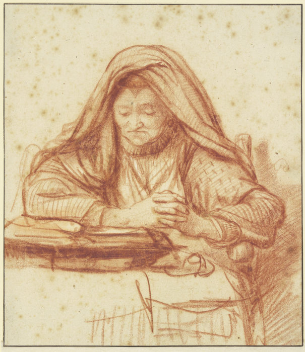 Alte Frau lesend im Gebet a Nicolaes Maes