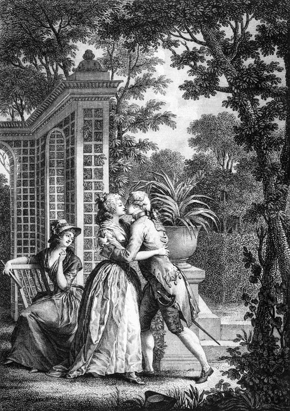The First Kiss of Love, illustration from ''La Nouvelle Heloise'' by Jean-Jacques Rousseau (1712-78) a Nicolas André Monsiau