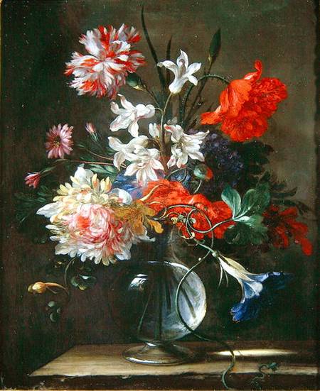 Flowers in a Glass Vase a Nicolas Baudesson