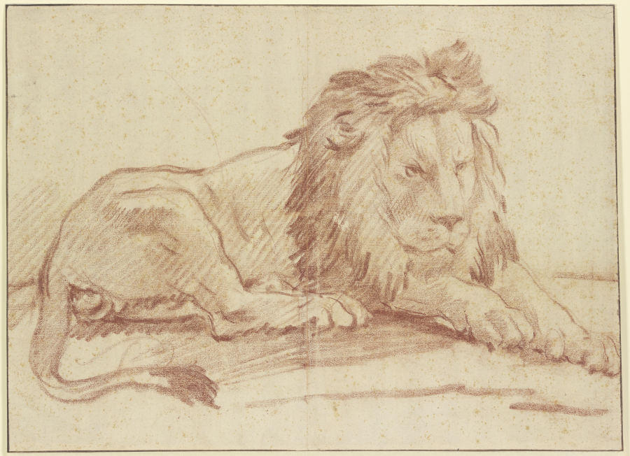 Ein liegender Löwe nach rechts a Nicolas Guibal