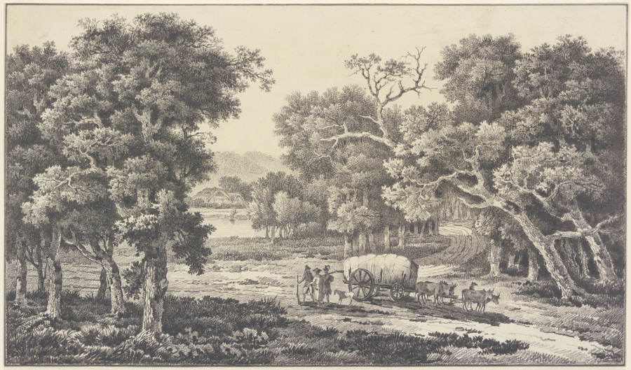Waldlandschaft mit einem Güterwagen a Nicolas Joseph Vergnaux