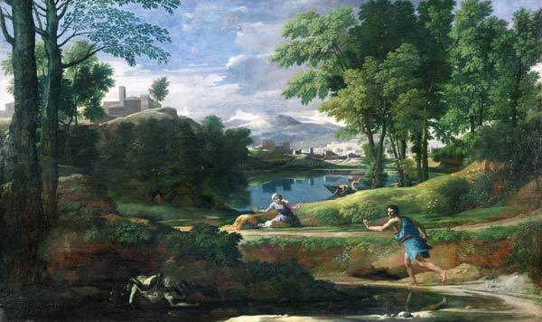 Landscape with a Man killed by a Snake, c.1648 a Nicolas Poussin