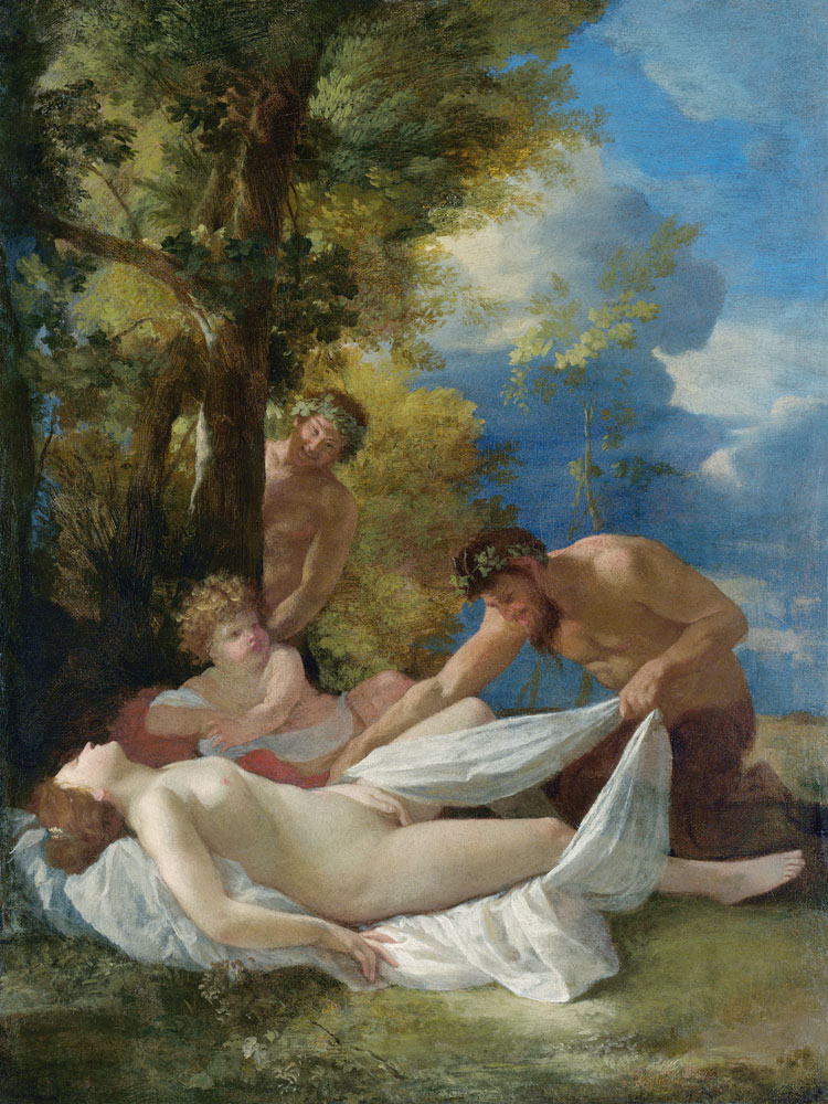 Nymph with Satyrs a Nicolas Poussin