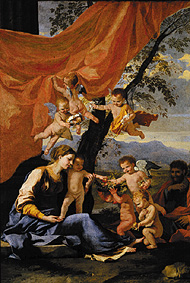 The sacred family a Nicolas Poussin