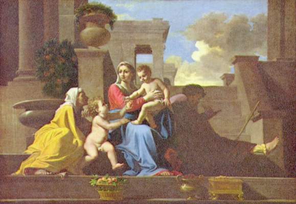 Holy Family on the stairs a Nicolas Poussin