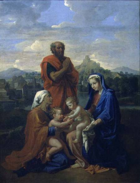 The Holy Family with St. John, St. Elizabeth and St. Joseph Praying a Nicolas Poussin