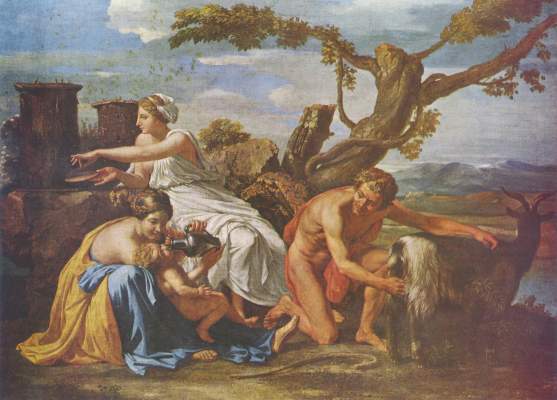 Jupiter as a child nursed by the goat Amalthea a Nicolas Poussin