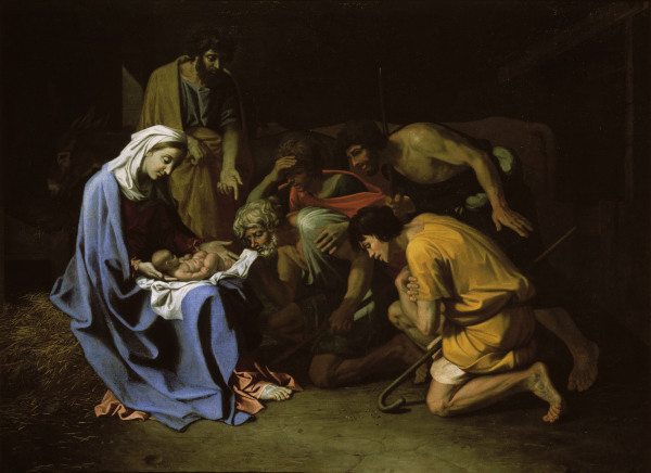 N. Poussin / Adoration of the Shepherds a Nicolas Poussin