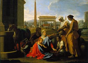 Rest at the flight to Egypt a Nicolas Poussin