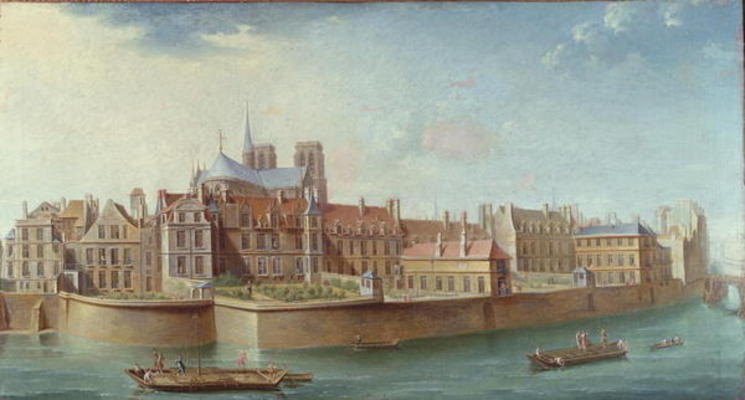 View of the Ile de la Cite from Ile St. Louis, Paris (oil on canvas) a Nicolas Raguenet