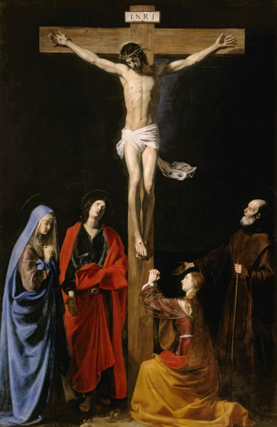 Christ on the Cross with the Virgin, Mary Magdalene, St. John and St. Francis of Paola a Nicolas Tournier