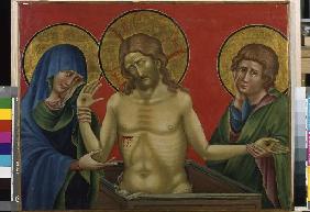 Jesus as a pain man with Maria and Johannes.