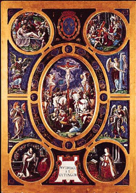 Altarpiece of Sainte-Chapelle, depicting the Crucifixion enamelled by Leonard Limosin (1505-76) 1553 a Nicolo dell' Abate