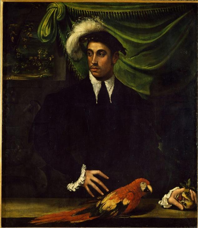 Man with parrot a Nicolo dell' Abate