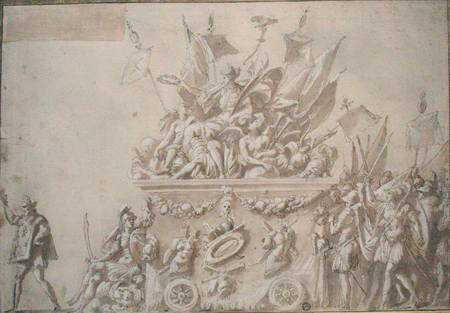 Triumphant Entry of Charles IX (1550-74) (pen & ink on paper) a Nicolo dell' Abate