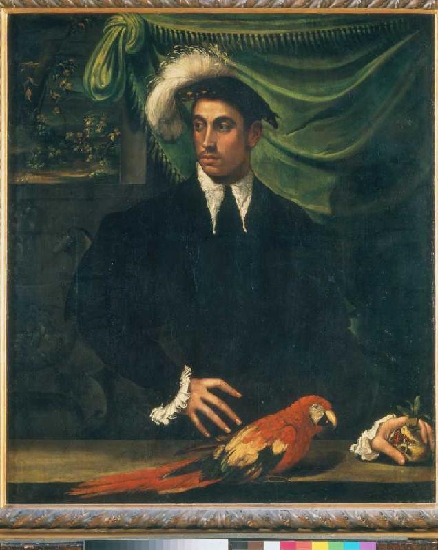 Man with parrot. a Nicoló dell'Abate