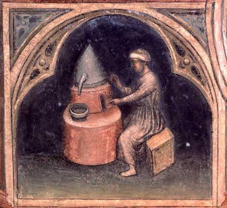 The Alchemist, from 'The Working World' cycle after Giotto a Nicolo & Stefano da Ferrara Miretto