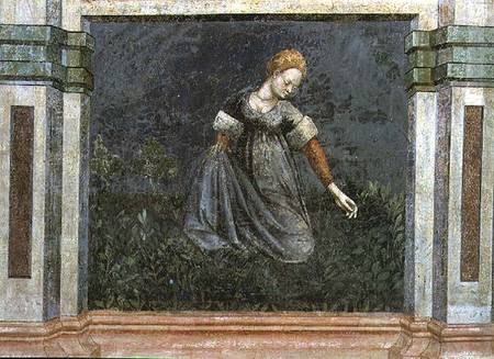Woman collecting herbs in the country, after Giotto a Nicolo & Stefano da Ferrara Miretto