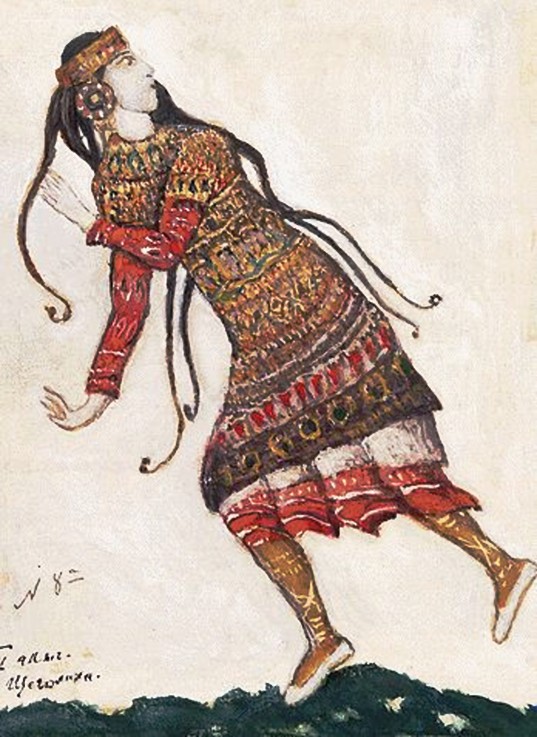 Ultrafashionable lady. Costume design for the ballet The Rite of Spring (Le Sacre du Printemps) by I a Nikolai Konstantinow. Roerich
