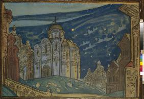 Putivl. Stage design for the opera Prince Igor by A. Borodin