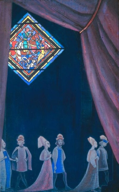 Tristan und Isolde Bühnenbildentwurf a Nikolai Konstantinow. Roerich