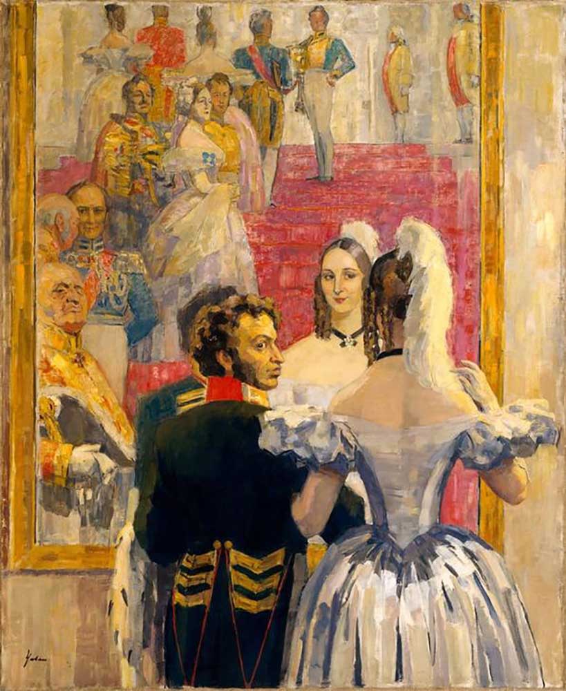 The poet Alexander Pushkin with his wife in Anich a Nikolai Pavlovich Ulyanov