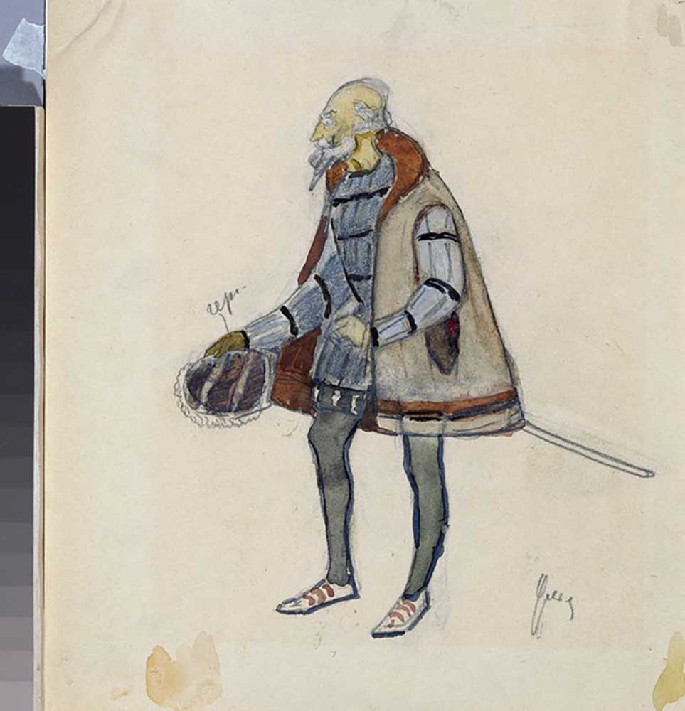 Costume design for the theatre play The Miserly Knight by A. Pushkin a Nikolai Pavlovich Ulyanov