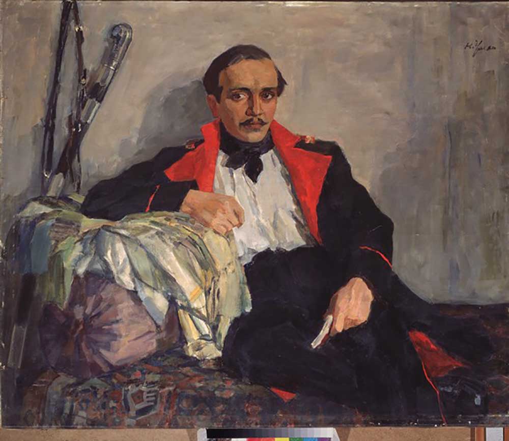 Portrait of the poet Mikhail Yuryevich Lermontov (1814-1841) a Nikolai Pavlovich Ulyanov